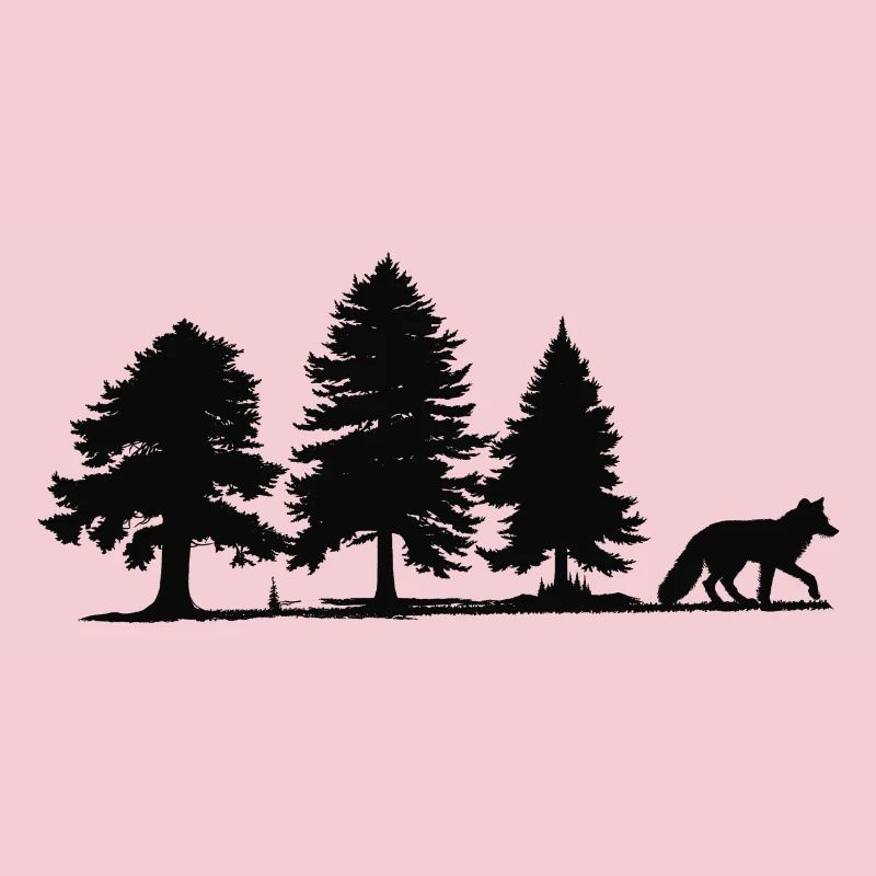Forest Path Fox Silhouette