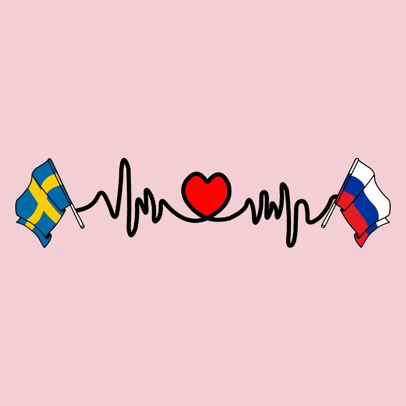 Cardio heart Drapeau Suède, drapeau Russie