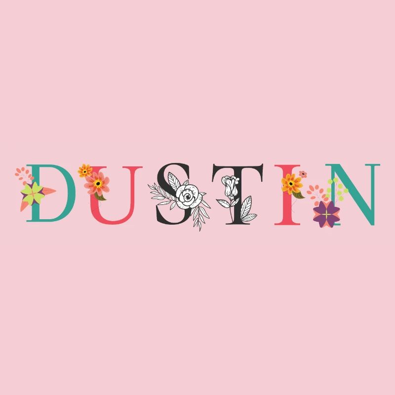 DUSTIN Nom Art avec fleurs brodées