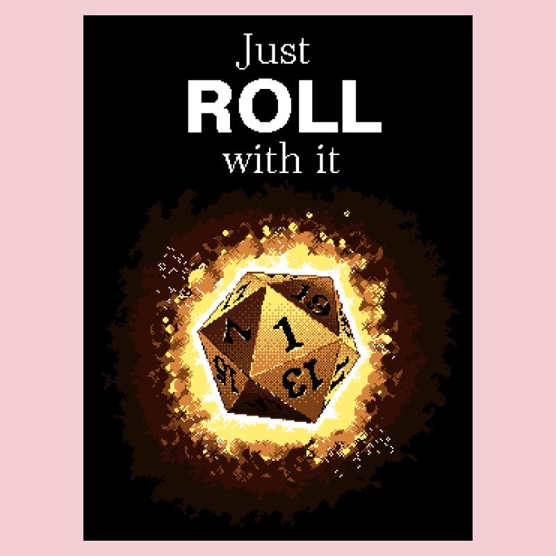 Just Roll With It Retro D20 Gold Dice