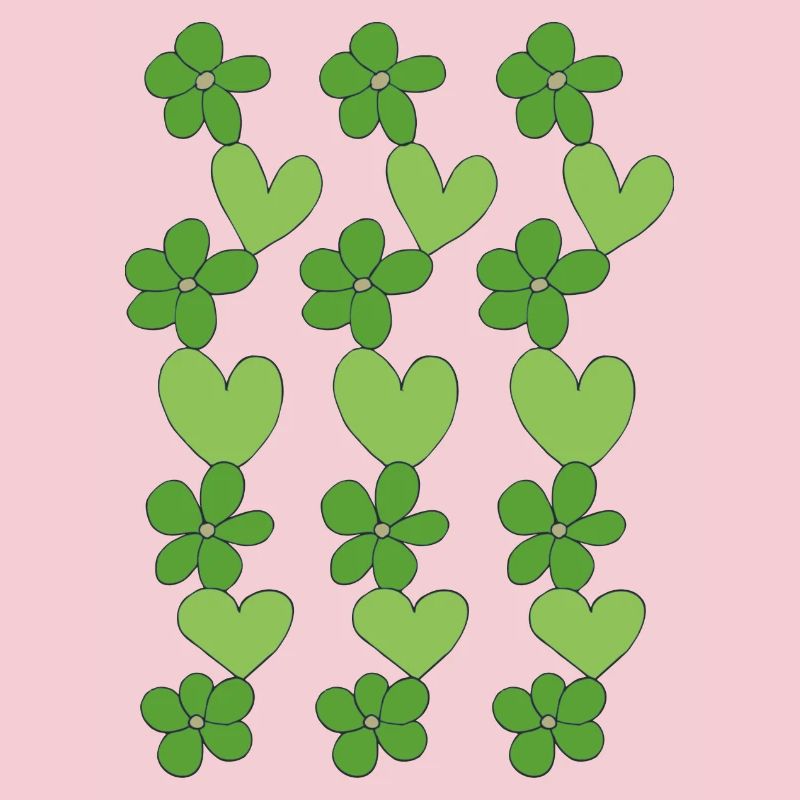 cœurs fleurs vert