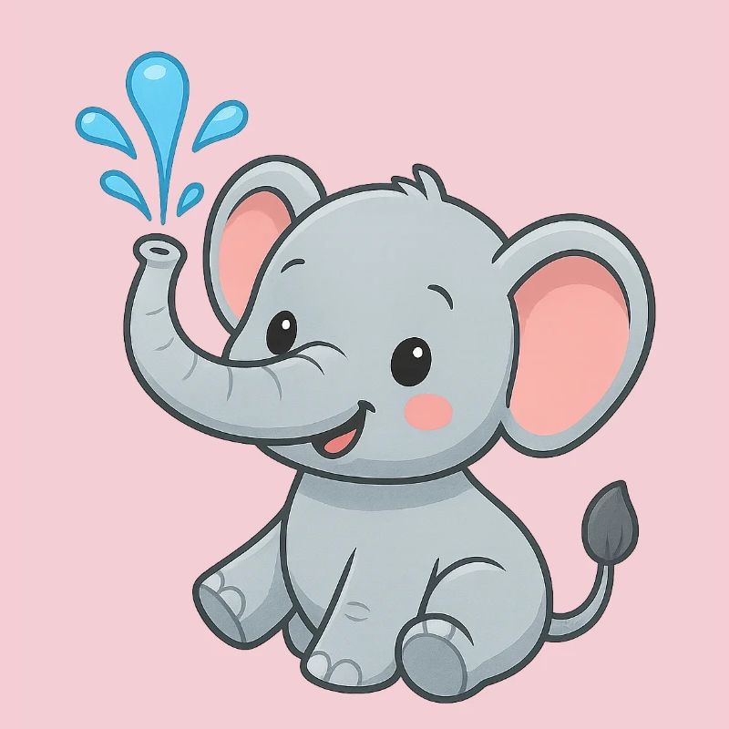Mignon ami éléphant avec éclaboussure d’eau