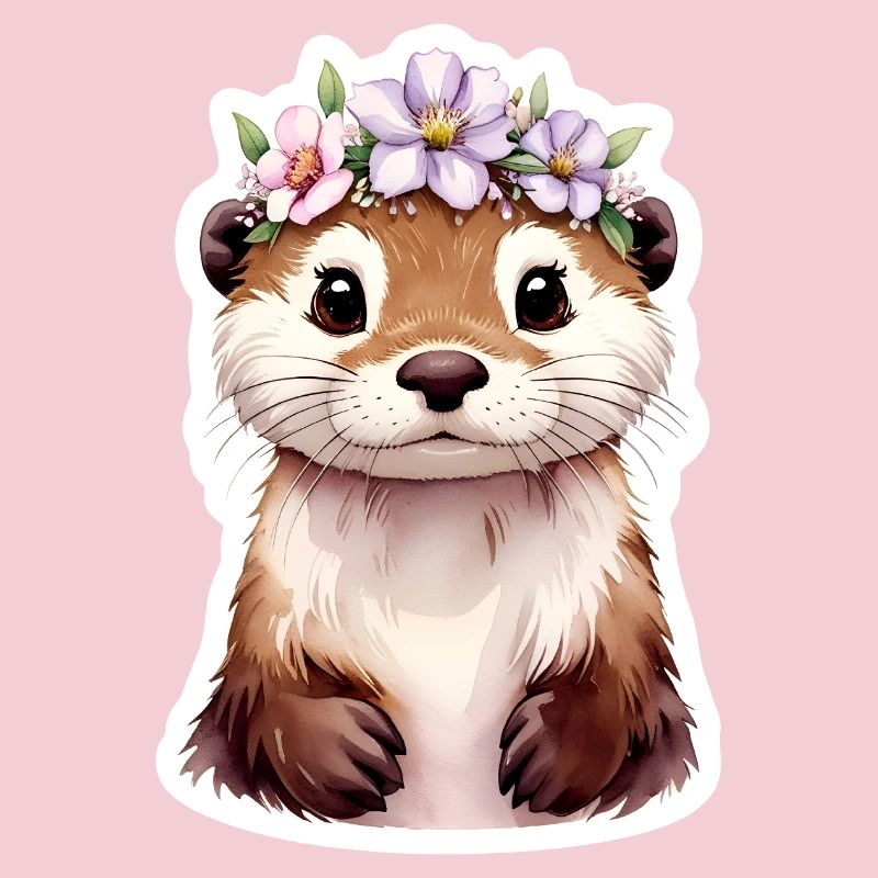 Otter mit Blumen