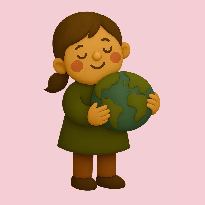 Little environmentalist with globe