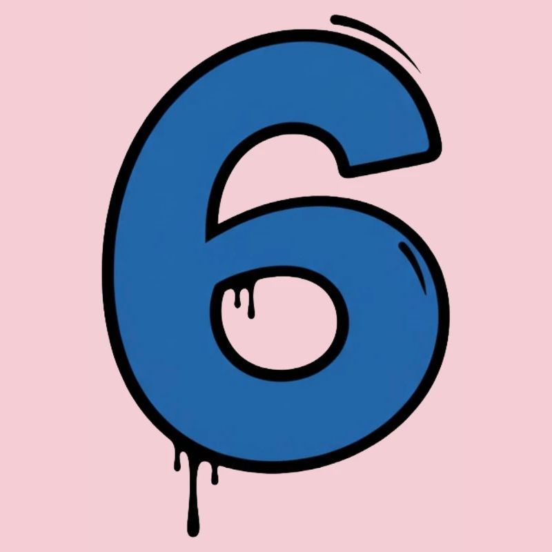 Graffiti Digit 6 Bleu