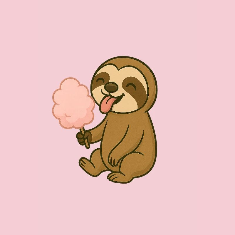 Cute sloth with cotton candy