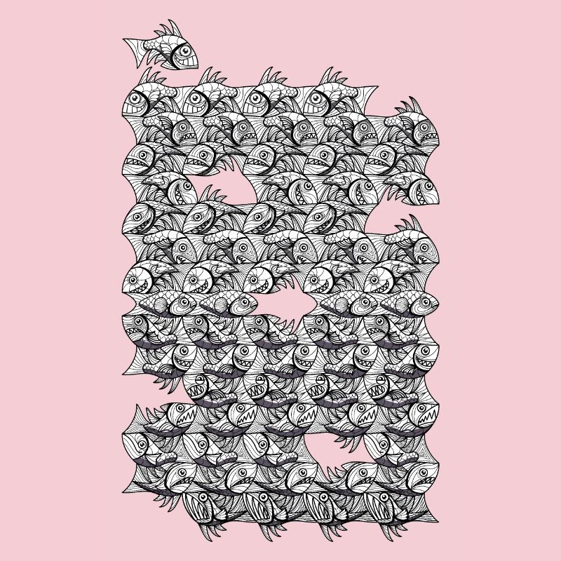 Repeated monochrome fish