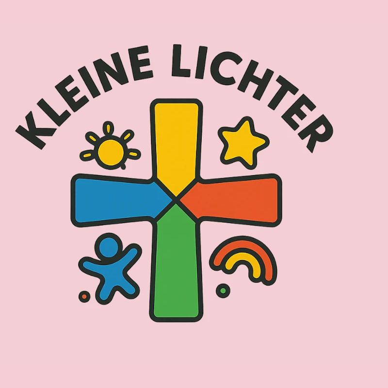 Croix colorée avec silhouette enfantine