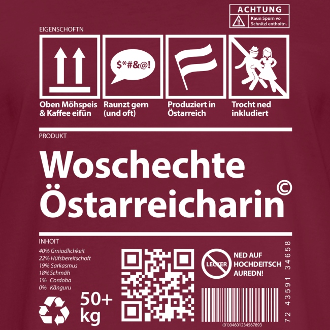 Vorschau: Woschechta Österreicha - Frauen Oversize T-Shirt