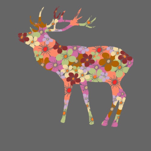 wilder Hirsch mit Blüten Blumenmuster Blume floral - Frauen Oversize T-Shirt