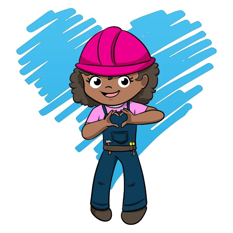 Bagger Baustelle Bauarbeiterin Mädchen I Geschenk