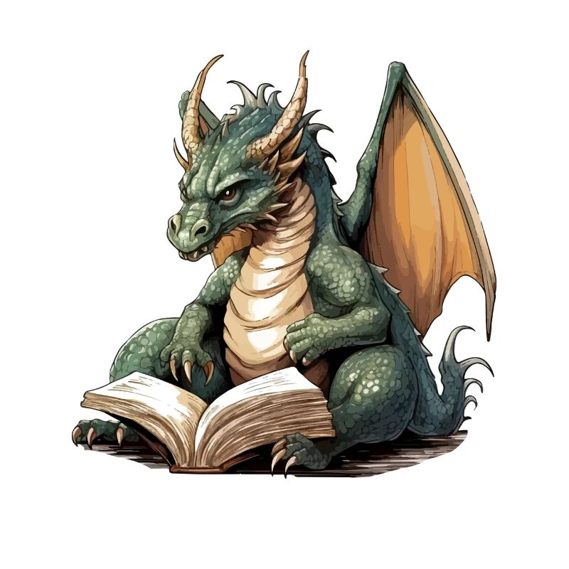 Fantastic Book Dragon with Wings