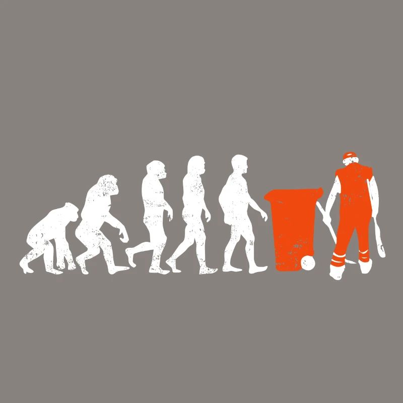Müllmann evolution geschenk job beruf müll orange