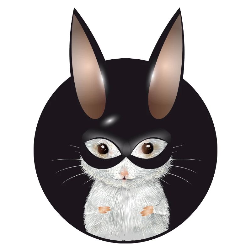 Cute White Mouse with Bunny Mask in Patch