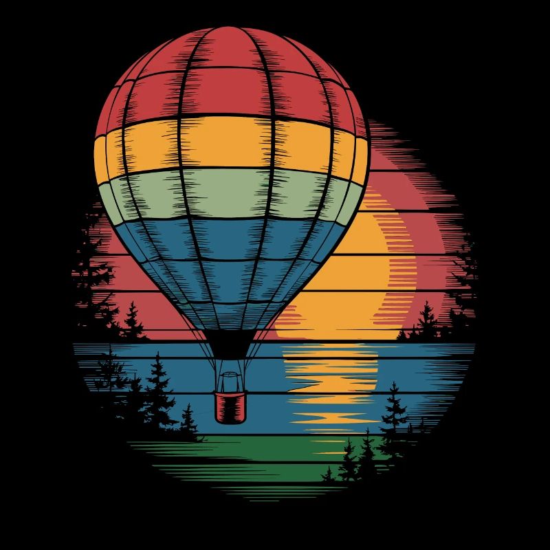 Montgolfière Rétro Sunset Forest