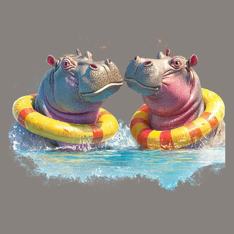 Double Hippo Bathing Fun