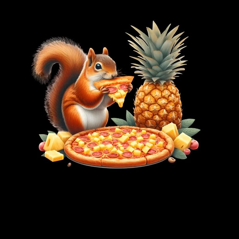 Squirrel enjoying pizza