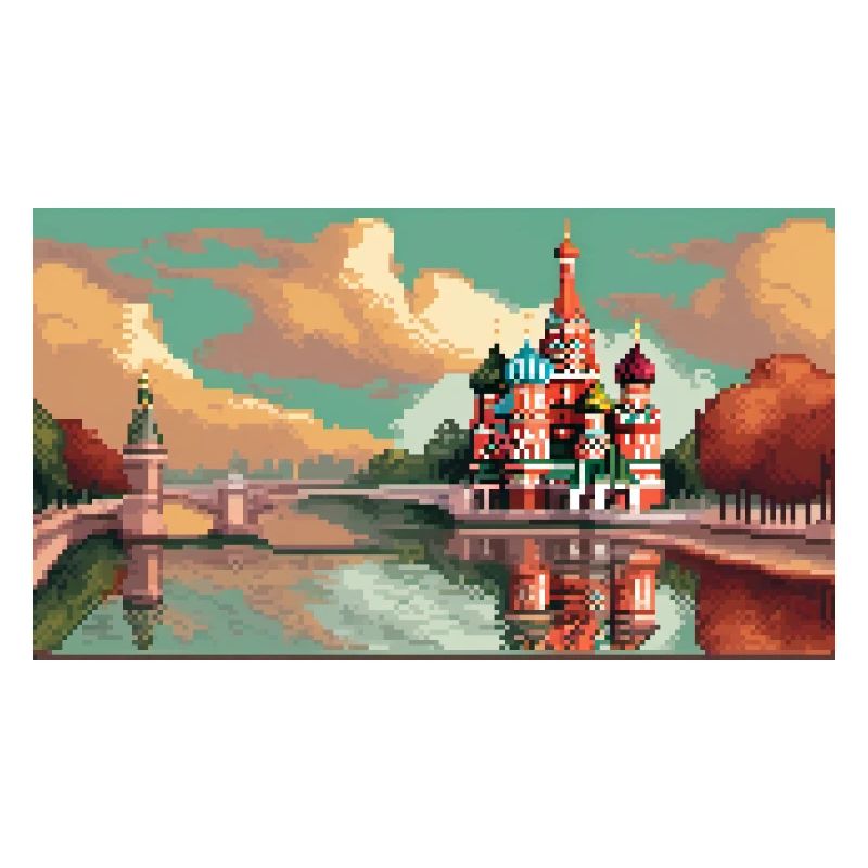 Cathédrale Saint-Basile, Moscou, Russie - Pixel Art