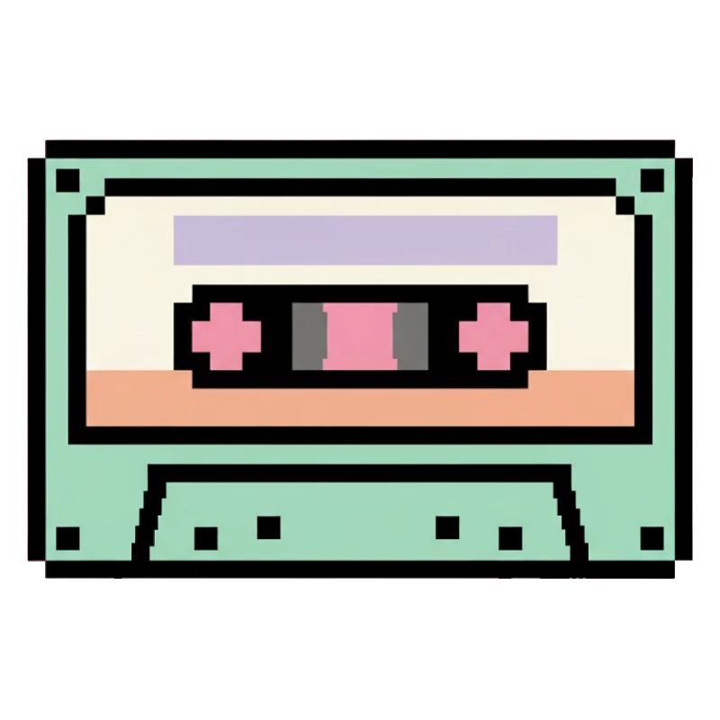Retro 8 Bit Pixel Art Cassette