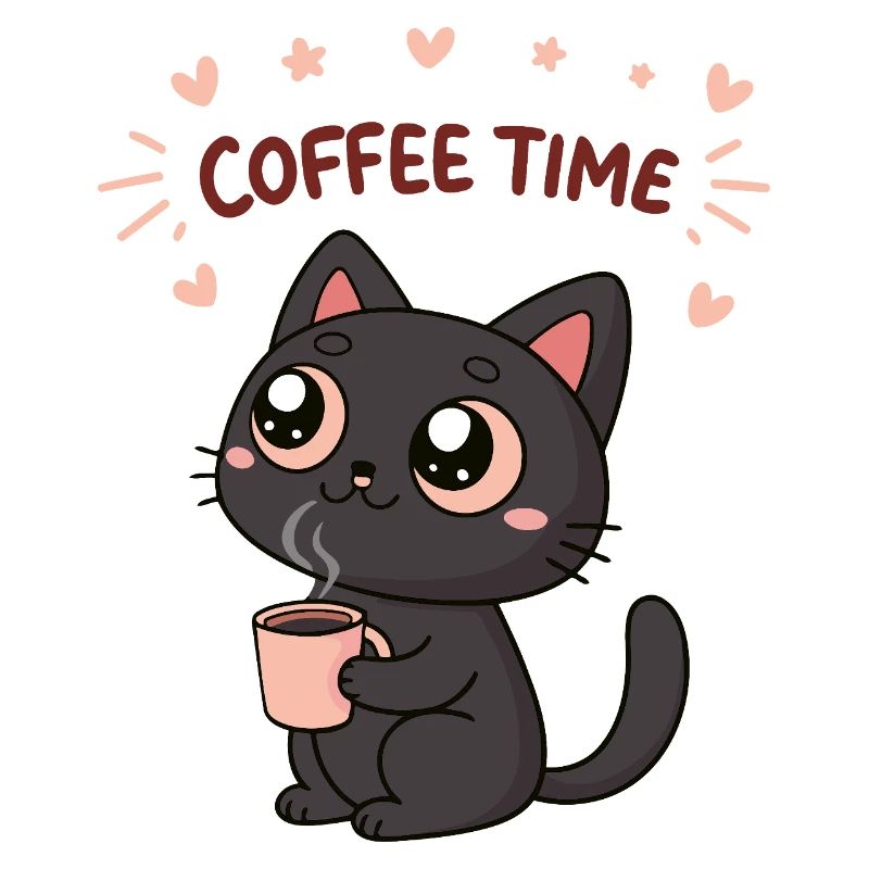 Chat Noir Café Heureux
