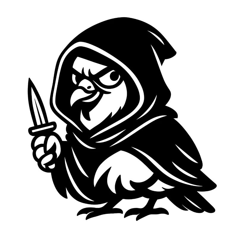 Grimmige Eule mit Messer – Dunkles Humor Design