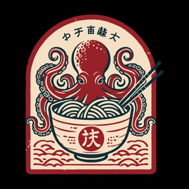 Ramen Nudeln Ukiyo-E Oktopus Retro Japan