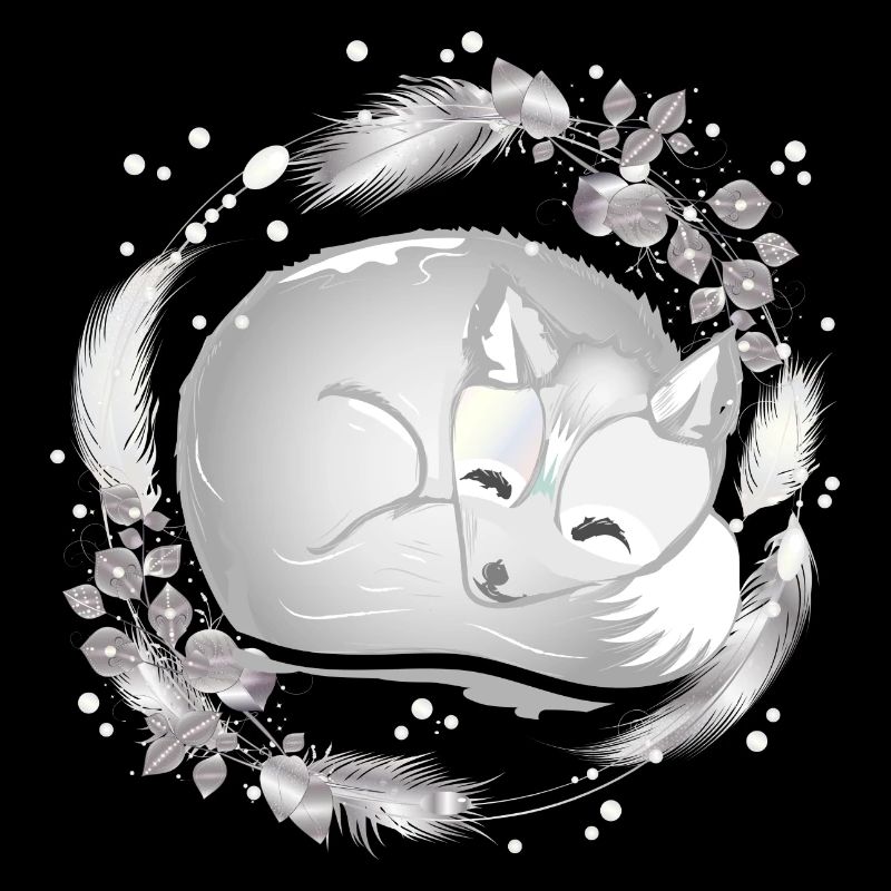 Petit renard polaire dormant dans des couleurs argentées
