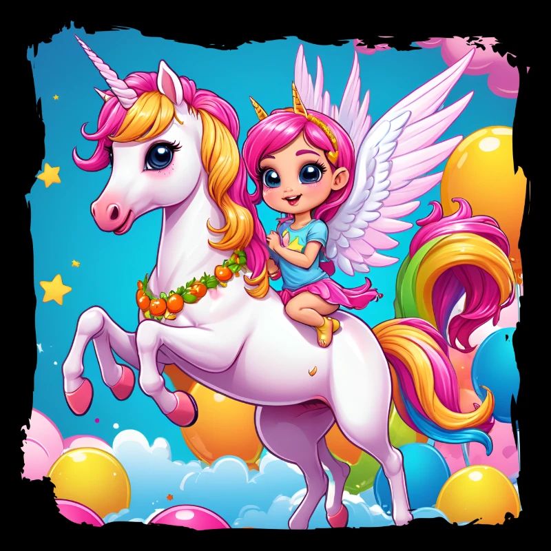 Einhorn mit Mädchen