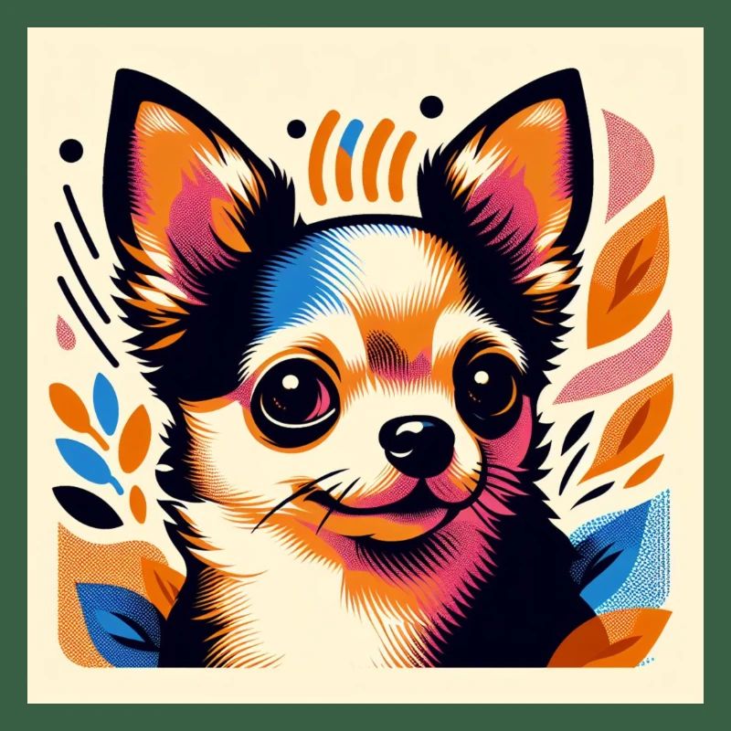 Chihuahua Risograph Vector Style 2