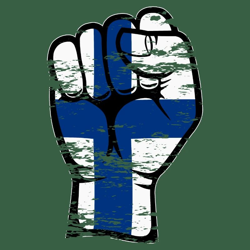 Icône de main de poing du drapeau de la Finlande utilisée