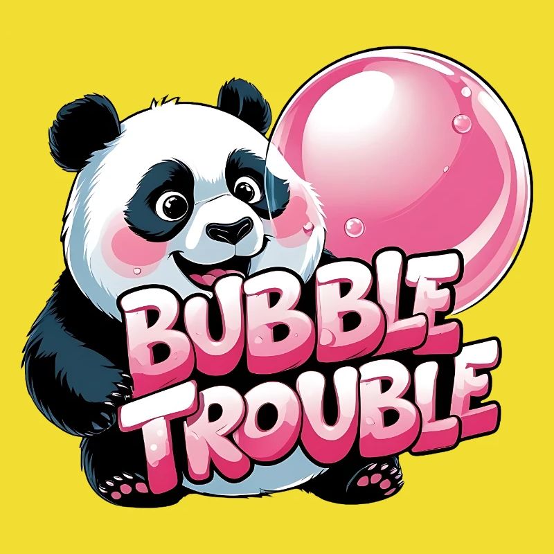 Cute panda with bubble cake