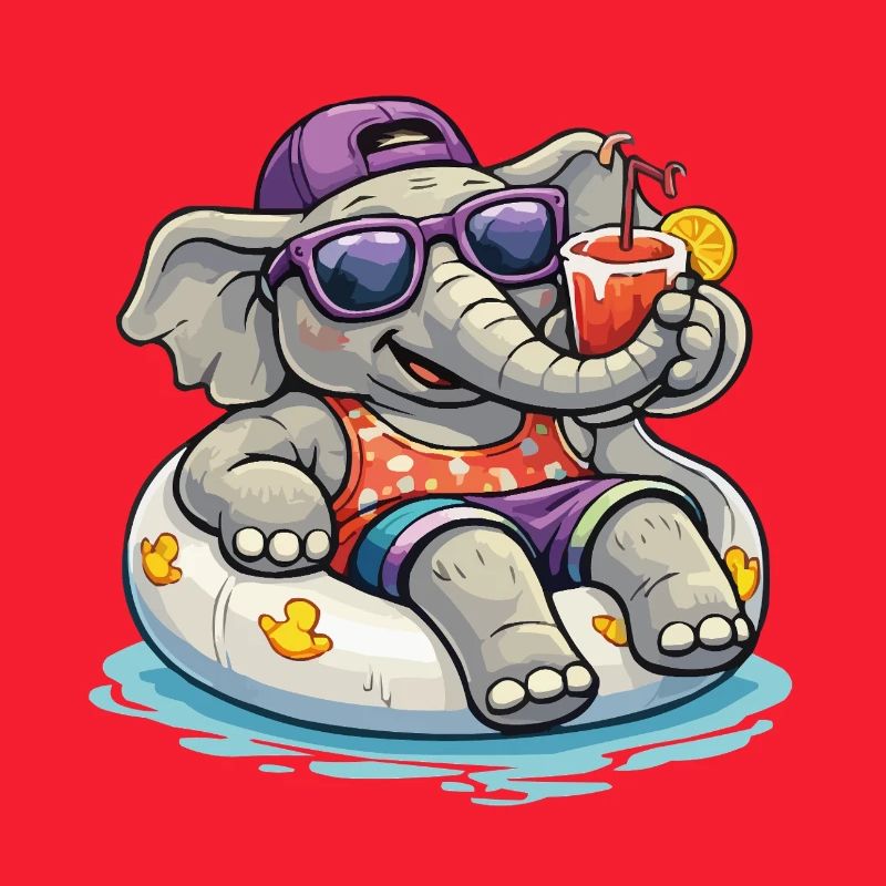 Éléphant de plage avec boisson