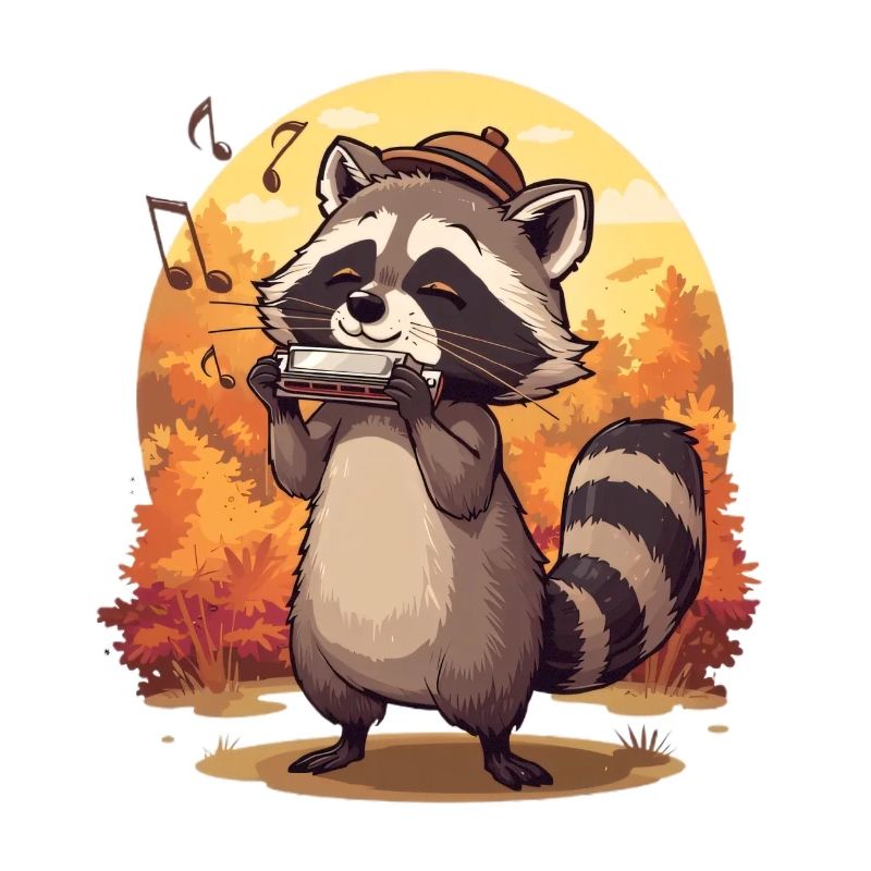 Herbstlicher Waschbärenharmonika