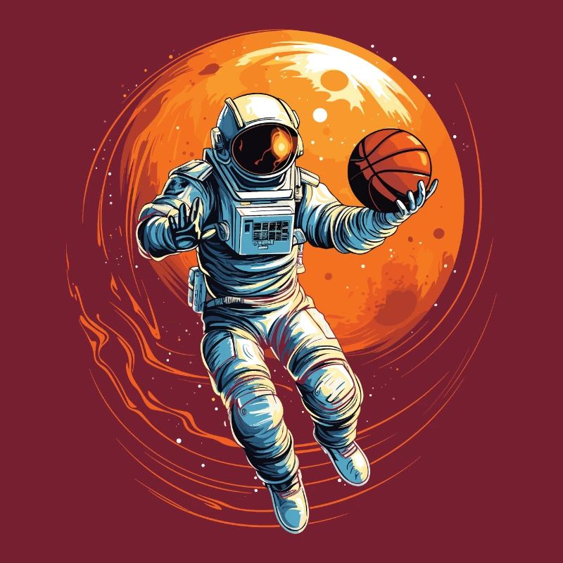 Astronaute basketteur dans l’espace, illustration de bande dessinée