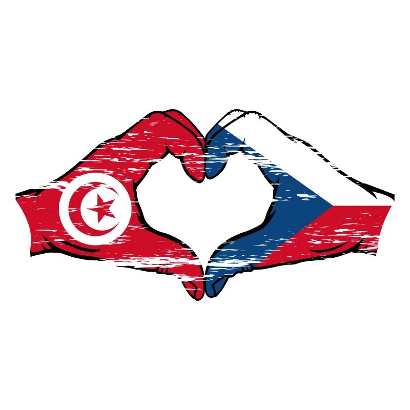 Tunisie Drapeau tchèque forme de coeur utilisé
