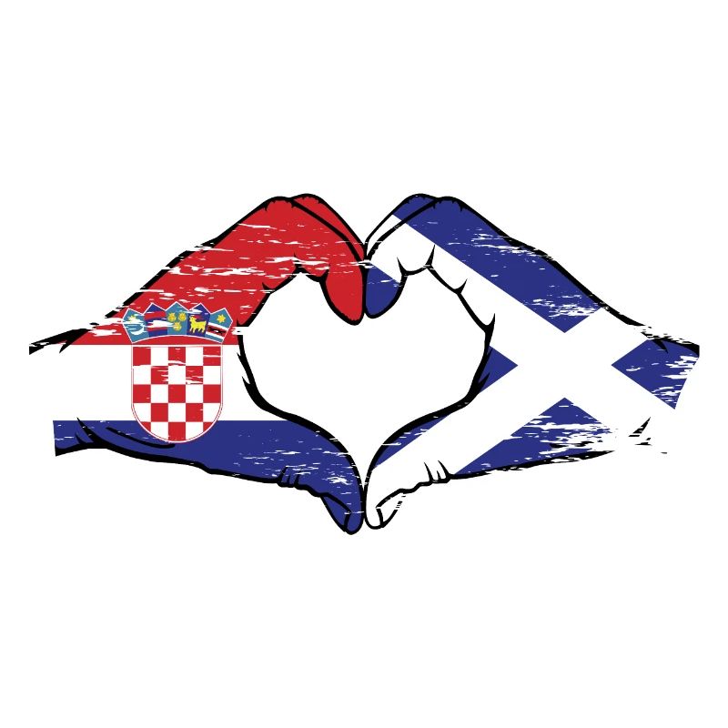Croatie Ecosse drapeau mains forme de coeur utilisé