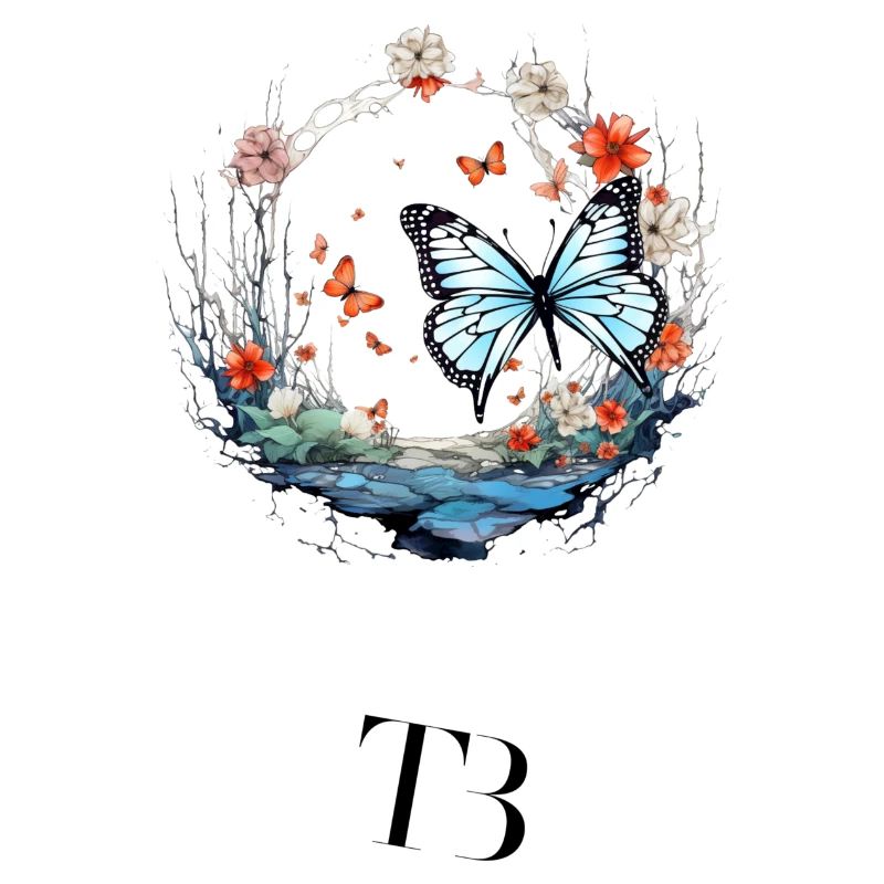 Beau design de papillon dans l’anneau de fleurs