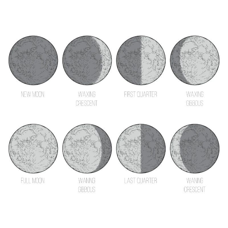 Monochromes Mondphasen-Gitter