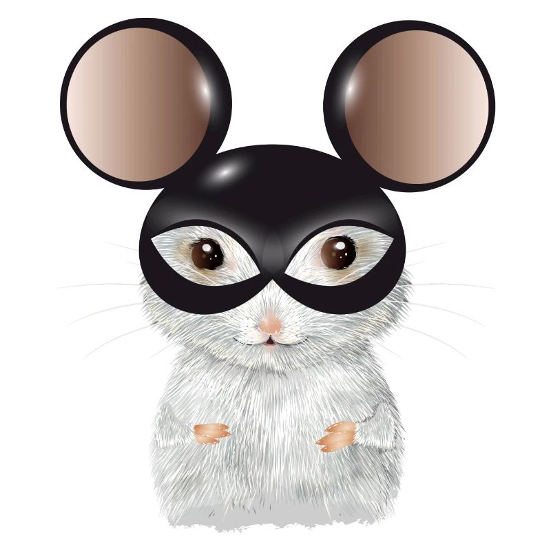 Souris blanche mignonne avec masque d’oreilles de souris
