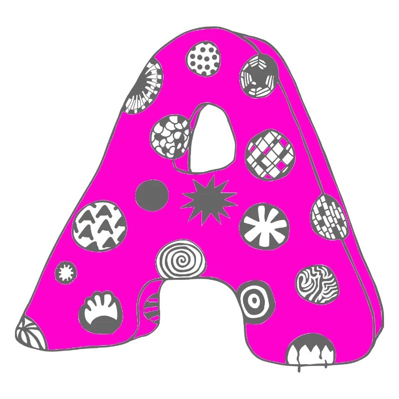 Buchstabe A mit Charakter in pink