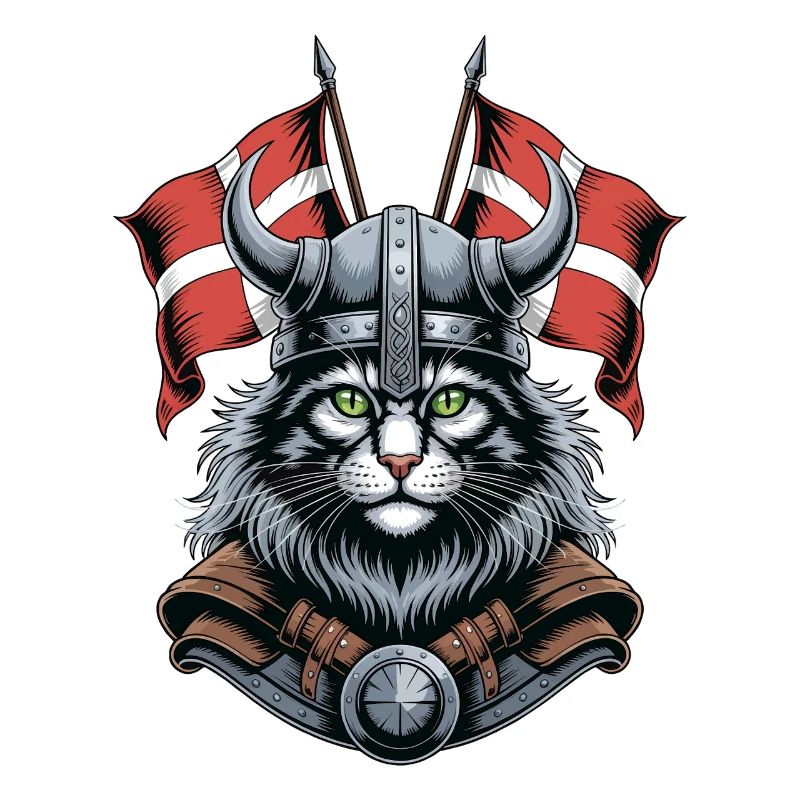 Wikingerkatze mit Helm