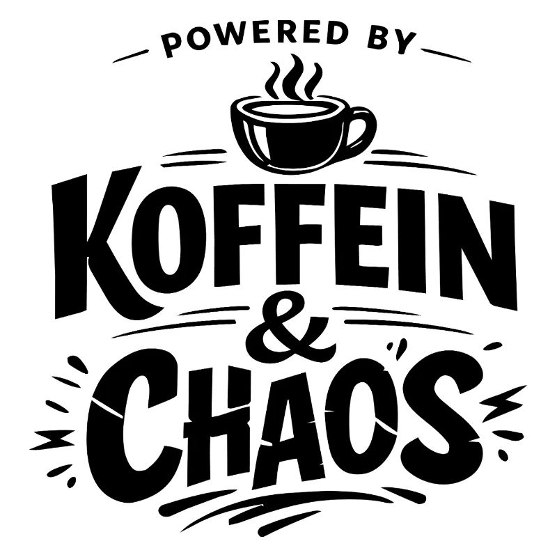 Powered by Koffein & Chaos – Kaffee Spruch Shirt