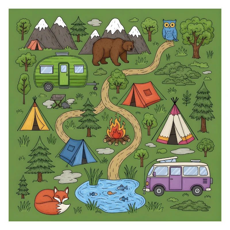 Illustration d’aventure de camping en forêt