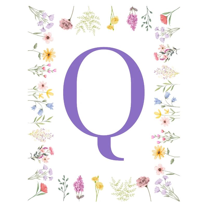 Monogramm "Q", florale Initialen