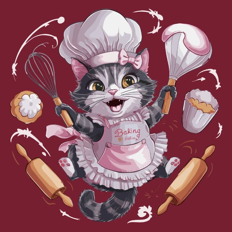Liebenswerte Katze beim Backen