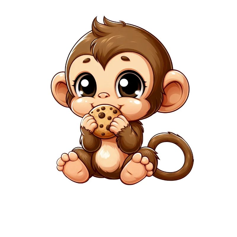Mignon chimpanzé grignote sur des biscuits
