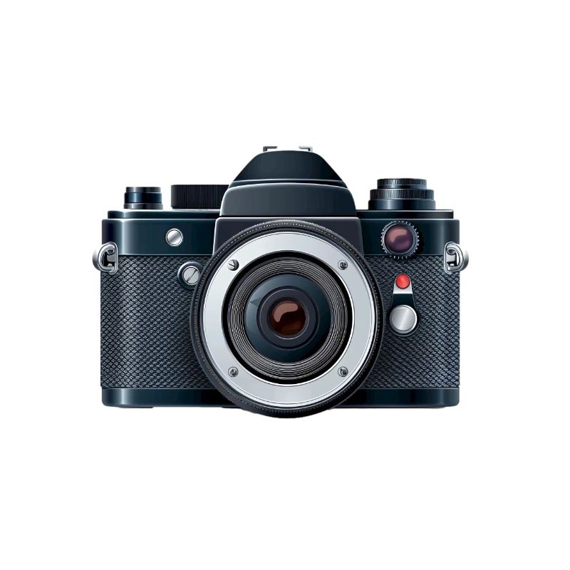 Digital camera with flash in a 2d illustration