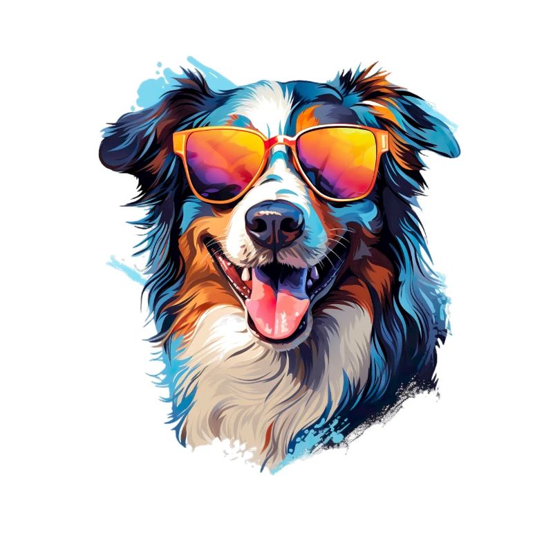 Austrailianischer Schäferhund mit Sonnenbrille