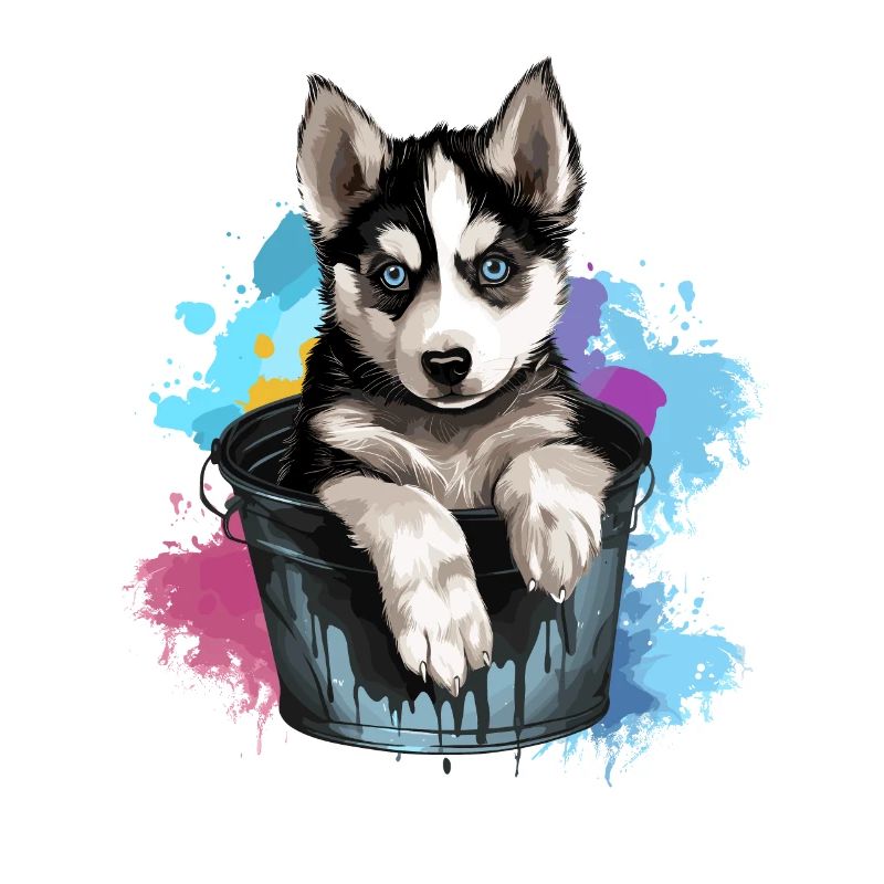 Siberian Husky Niedlicher Hund Farbeimer