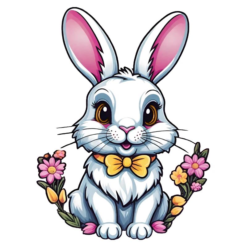 Lapin avec des fleurs